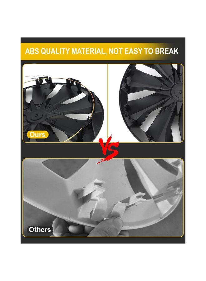 4PCS Hubcap Wheel Cover Replacement R16 Hub Caps Universal Wheel Rim Cover Material Exterior Accessories Snap On Car Truck (16-Inch,Black) - Image 5