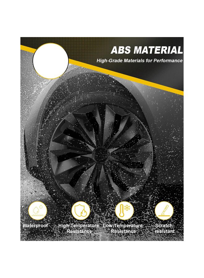 4PCS Hubcap Wheel Cover Replacement R16 Hub Caps Universal Wheel Rim Cover Material Exterior Accessories Snap On Car Truck (16-Inch,Black) - Image 3