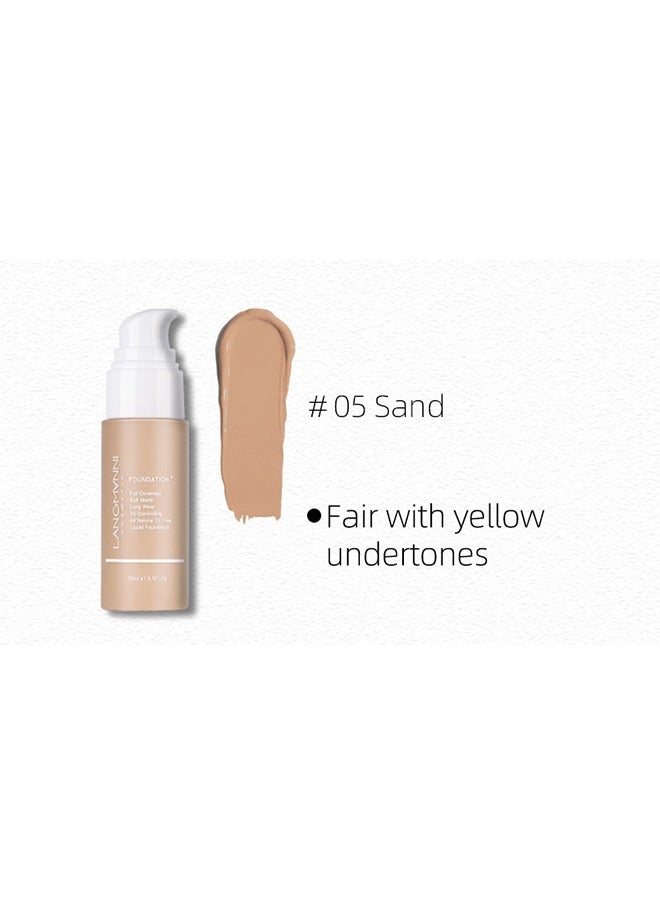 LANGMANNI - 24H Full Coverage Liquid Foundation | Hydrating Concealer & Skin-Protect Complex | SPF 20 Waterproof (30ml, 8 Shades) For Oily/Sensitive Skin - Image 1