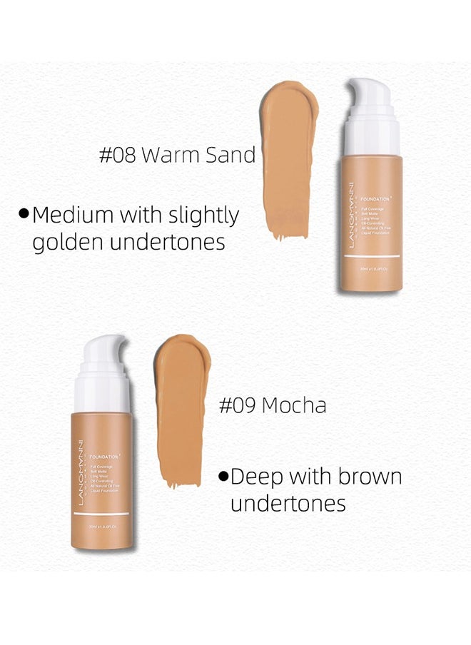 LANGMANNI - 24H Full Coverage Liquid Foundation | Hydrating Concealer & Skin-Protect Complex | SPF 20 Waterproof (30ml, 8 Shades) For Oily/Sensitive Skin - Image 1