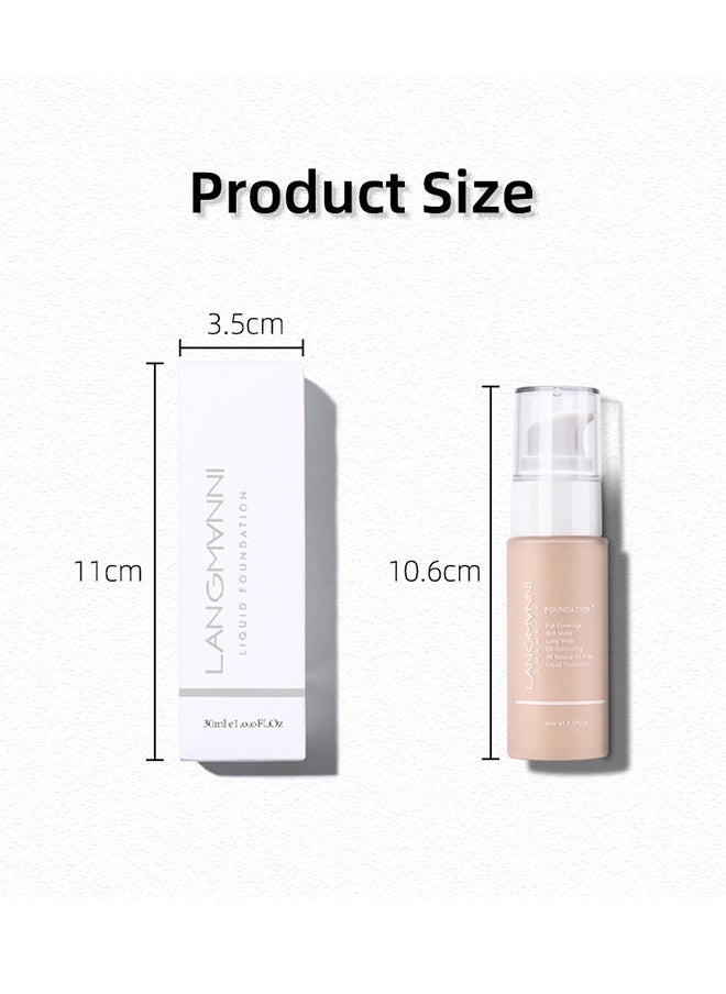 LANGMANNI - 24H Full Coverage Liquid Foundation | Hydrating Concealer & Skin-Protect Complex | SPF 20 Waterproof (30ml, 8 Shades) For Oily/Sensitive Skin - Image 1