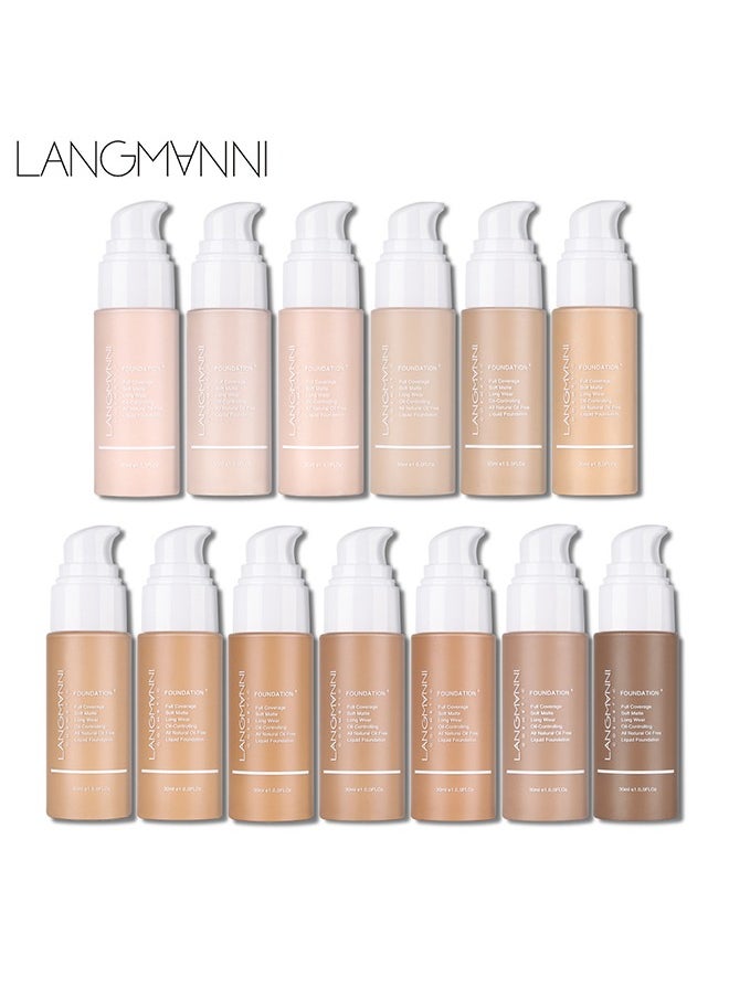 LANGMANNI - 24H Full Coverage Liquid Foundation | Hydrating Concealer & Skin-Protect Complex | SPF 20 Waterproof (30ml, 8 Shades) For Oily/Sensitive Skin - Image 1