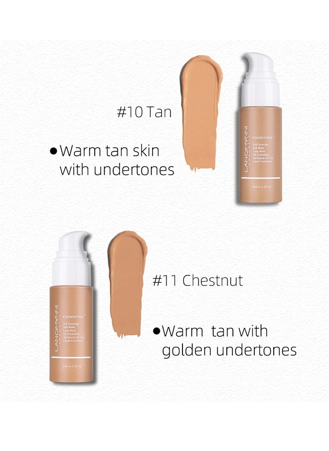 LANGMANNI - 24H Full Coverage Liquid Foundation | Hydrating Concealer & Skin-Protect Complex | SPF 20 Waterproof (30ml, 8 Shades) For Oily/Sensitive Skin - Image 1