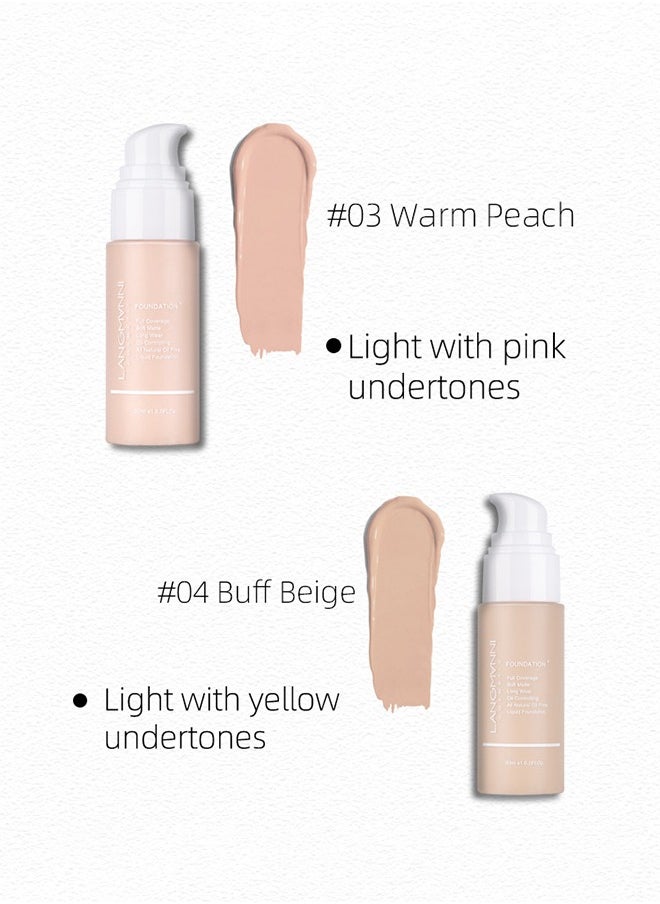 LANGMANNI - 24H Full Coverage Liquid Foundation | Hydrating Concealer & Skin-Protect Complex | SPF 20 Waterproof (30ml, 8 Shades) For Oily/Sensitive Skin - Image 1