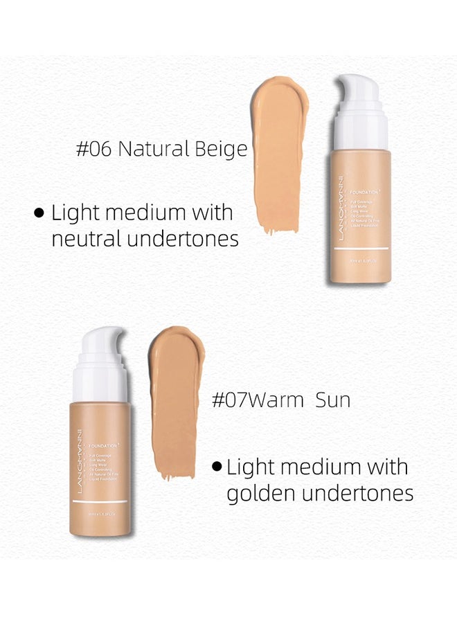 LANGMANNI - 24H Full Coverage Liquid Foundation | Hydrating Concealer & Skin-Protect Complex | SPF 20 Waterproof (30ml, 8 Shades) For Oily/Sensitive Skin - Image 1