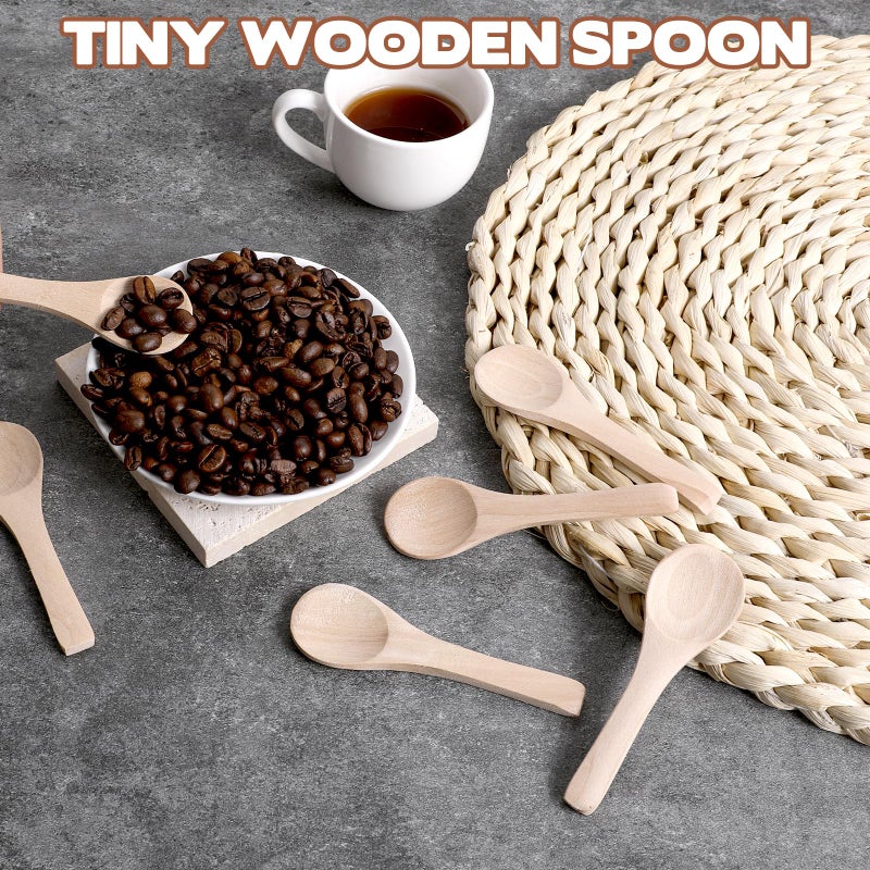 Ajcotahm 6PCS Salt Spoon, Small Wooden Spoons, 3.94 Inch Mini Teaspoons for Honey, Sugar, Spice Jars, Coffee, Jam, Condiments, Ideal Kitchen Gift (Wood Color) - Image 5