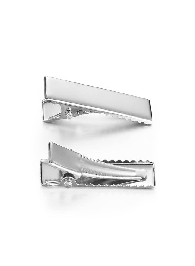 UJOY Flat Metal Single Prong Alligator Duckbills Diy Barrette Bow Silver Hair Clips For Women (Pack Of 50, 3.2Cm) - Image 5