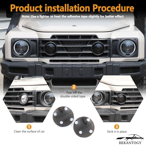 Bekantogy 2PCS Front Fog Light Cover Compatible with INEOS Grenadier 2022-2025 Smoked Black Front Fog Light Cover Protective Frame Cover Exterior Accessories - Image 3