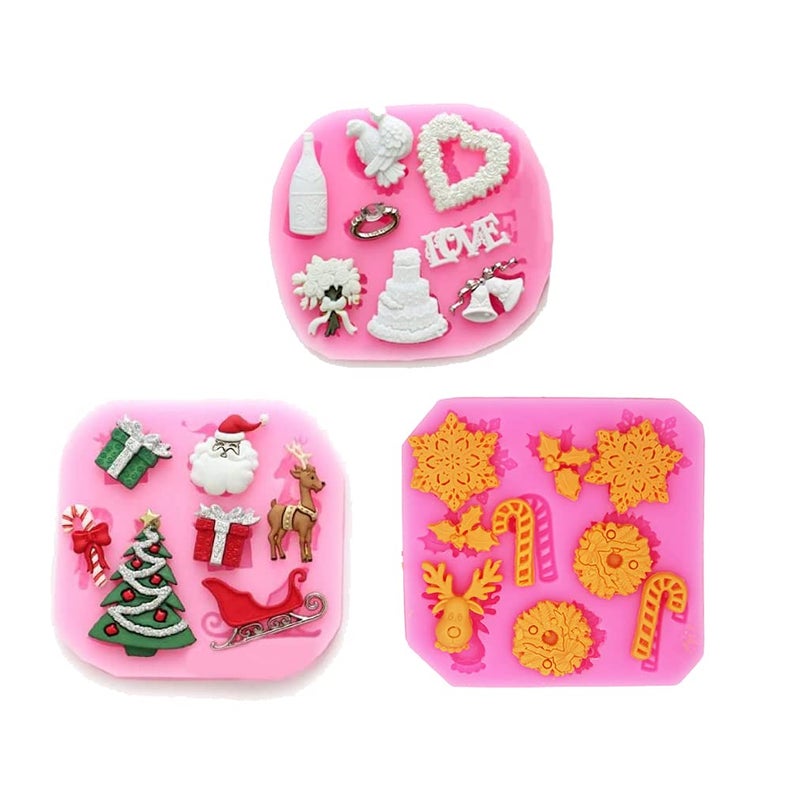 Christmas Love Peach Theme Silicone Mini Cake Fondant Molds Gummy Sugar Chocolate Cupcake Mold