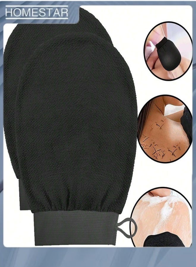2 Pack Deep Exfoliating Glove for Body ，Deep Exfoliating Gloves Body Scrubber Dead Skin Remover , Shower Mitt with Elastic Band & Hanging Loop  (Black) - Image 3