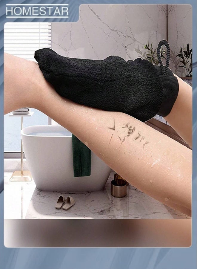 2 Pack Deep Exfoliating Glove for Body ，Deep Exfoliating Gloves Body Scrubber Dead Skin Remover , Shower Mitt with Elastic Band & Hanging Loop  (Black) - Image 4