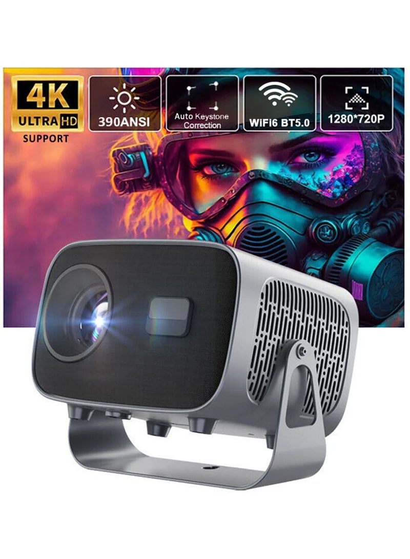 جهاز عرض LED محمول يدعم 4K، شاشة 160 بوصة، واي فاي 5G وبلوتوث، تركيز كهربائي - Image 1
