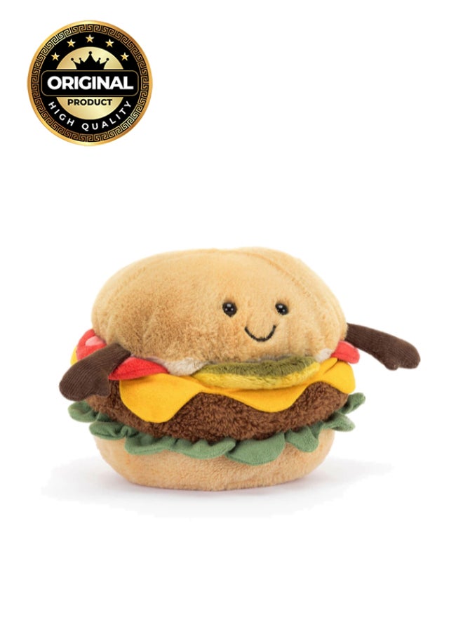 Jellycat Amuseables Burger Plush – Soft Stuffed Toy with Cordy Legs, Cute Valentine’s Gift for Kids & Adults, Collectible Jellycat, 12cm - Image 1