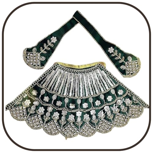 Partish MATA Rani Dress 6 Inches (Pack of 3) l Lehanga Patka with Embroidery Work l Poshak for Durga MATA Devi Ji for Navratri Special (E) - Image 4