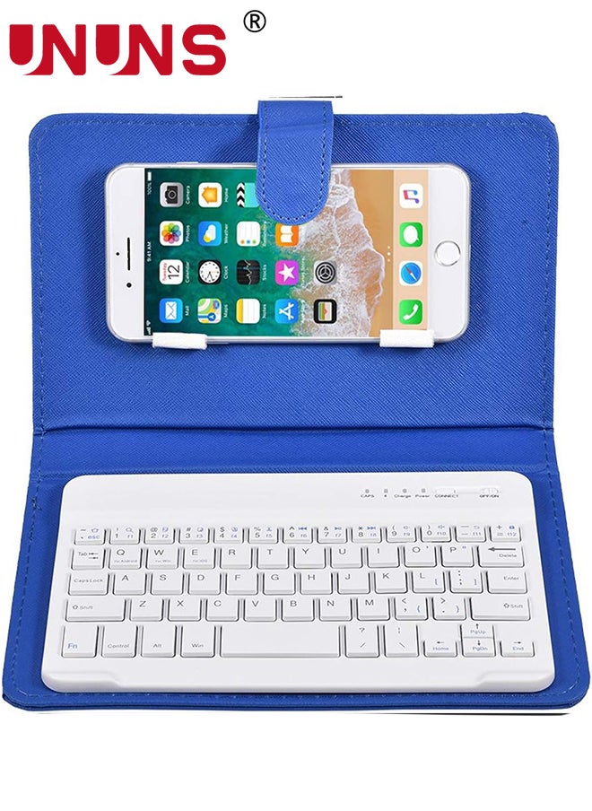 UNUNS Wireless Bluetooth Keyboard For Phone,Portable Foldable Bluetooth Keyboard With Leather Case Cover For 4.5''-6.8'' iOS/Android/Windows/Smartphones,Detachable With Kickstand  - Image 1