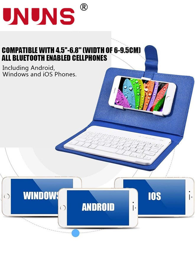 UNUNS - Wireless Bluetooth Keyboard For Phone,Portable Foldable Bluetooth Keyboard With Leather Case Cover For 4.5''-6.8'' iOS/Android/Windows/Smartphones,Detachable With Kickstand - Image 1
