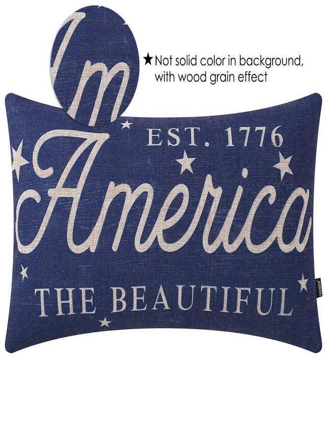 TRENDIN 4th of July Pillow Cover 12x20 inches 1776 Decor Patriotic Sign Decoration Rustic Home Decor America The Beautiful Throw Oblong Cushion Case for Sofa Couch, Blue PL861TR - Image 2