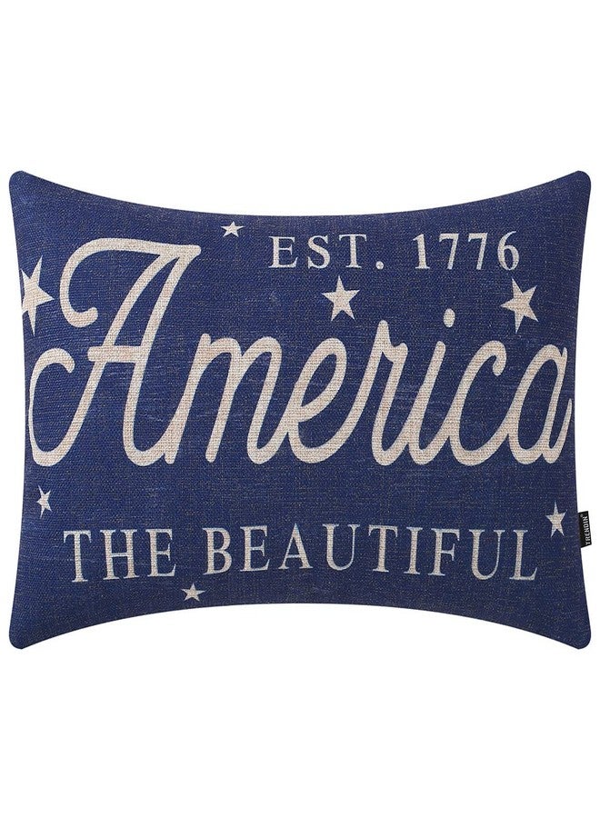 TRENDIN 4th of July Pillow Cover 12x20 inches 1776 Decor Patriotic Sign Decoration Rustic Home Decor America The Beautiful Throw Oblong Cushion Case for Sofa Couch, Blue PL861TR - Image 1