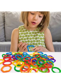 RAINBOW TOYFROG RAINBOW TOYFROG Baby Links Rings - 35 Geometric Linking Chains Ring Toys for Baby - Safe Infant Toys for Teething and Sensory Development - Car Seat & Stroller Toys for Infants & Toddlers  - Image 2