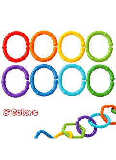 RAINBOW TOYFROG RAINBOW TOYFROG Baby Links Rings - 35 Geometric Linking Chains Ring Toys for Baby - Safe Infant Toys for Teething and Sensory Development - Car Seat & Stroller Toys for Infants & Toddlers  - Image 3