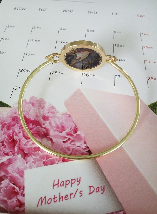 MANZHEN Jewish Charm Star of David Abalone Shell Wire Openable Crystal Bangle Bracelet (Silver) - Image 3