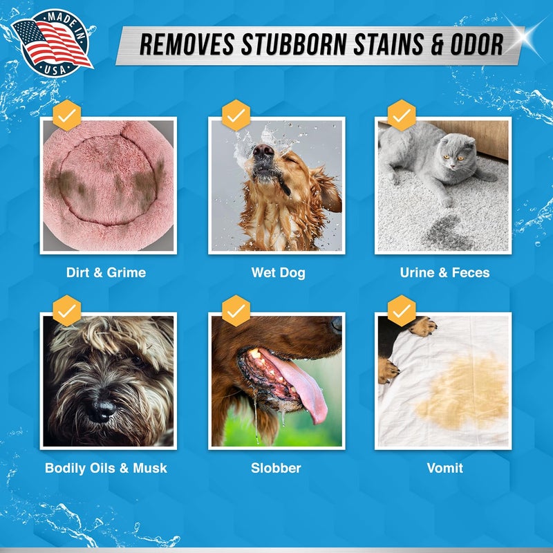 Active Pet Laundry Detergent Odor Remover - ACTIVE Enzyme Based Powder Detergent for Dogs Beds, Cat Pee, HE Washer Friendly Natural Enzymatic Deodorizer, Urine, Smell, Dog Drool, Stain Eliminator - 64 Loads - Image 5