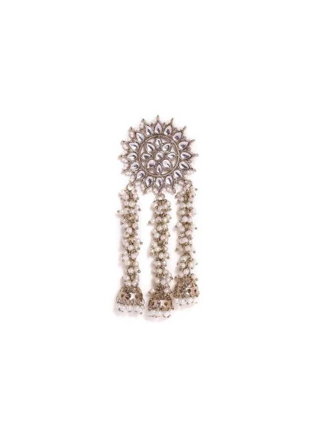 Priyaasi Ethnic Women White Brass Earrings with pattern and secured with Post and Back closure and styled in ideal for Ethnic moments — perfect for fashion-forward occasions.