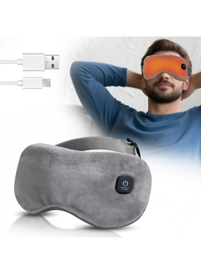 Wireless Rechargeable Heated Eye Mask, 3 Temperature Settings USB Charging Electric Eye Compress Mask, Relieve Eye Fatigue, Dark Circles, Migraines, Washable Sleep Mask for Home & Travel - Image 1