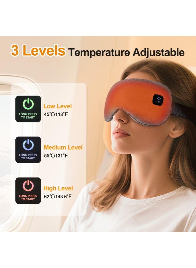Wireless Rechargeable Heated Eye Mask, 3 Temperature Settings USB Charging Electric Eye Compress Mask, Relieve Eye Fatigue, Dark Circles, Migraines, Washable Sleep Mask for Home & Travel - Image 2