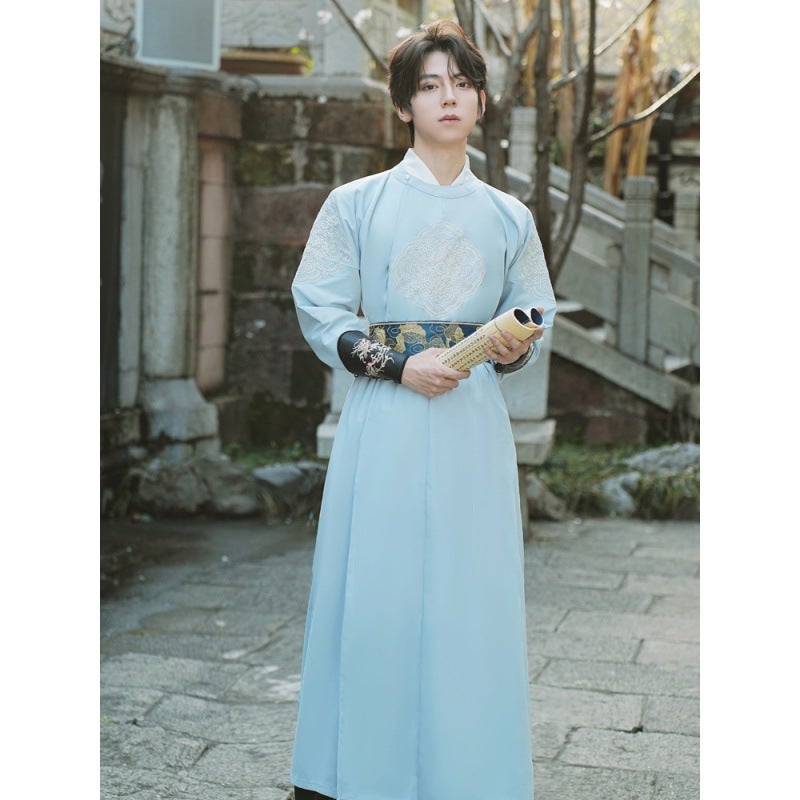 Real S Of Original Unisex Embroidered Mid-Length Plus-Size Hanfu Round-Neck Robe Set, Limited To 40 - Image 1