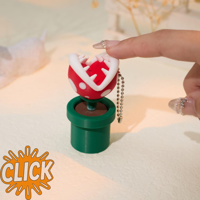 minihope Piranha Plant Click Keychain â€“ Stress Relief Fidget Toy for Adults â€“ Cute Monster Decor & Portable Desk Clicker â€“ Eco-Friendly PLA - Image 2