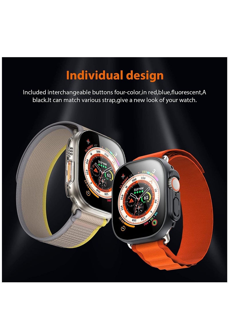 Tempered Glass Hard PC Case Compatible with Apple Watch Ultra 49mm Screen Protector, [9H Hardness] [HD Clear] [Touch Sensitive] Full Protection Case for iWatch Ultra,Black(2 Pack) - Image 3