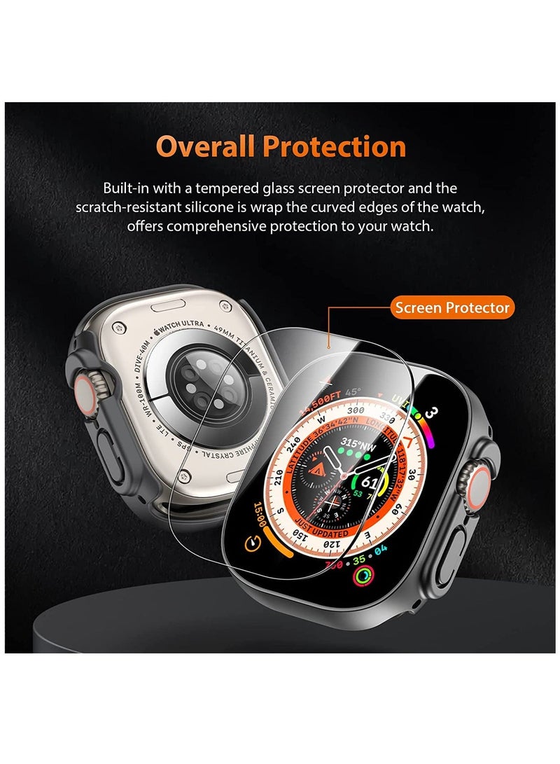 Tempered Glass Hard PC Case Compatible with Apple Watch Ultra 49mm Screen Protector, [9H Hardness] [HD Clear] [Touch Sensitive] Full Protection Case for iWatch Ultra,Black(2 Pack) - Image 5