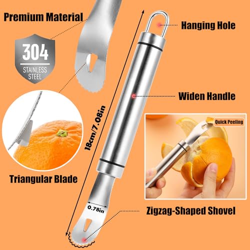GZMAISULEE Stainless Steel Orange Peeler Easy and Quick Peeling Long Handle Orange Citrus Peeler Tool Triangle Shovel and Serrated Shovel Orange Peeler Creative Kitchen Gadgets - Image 2