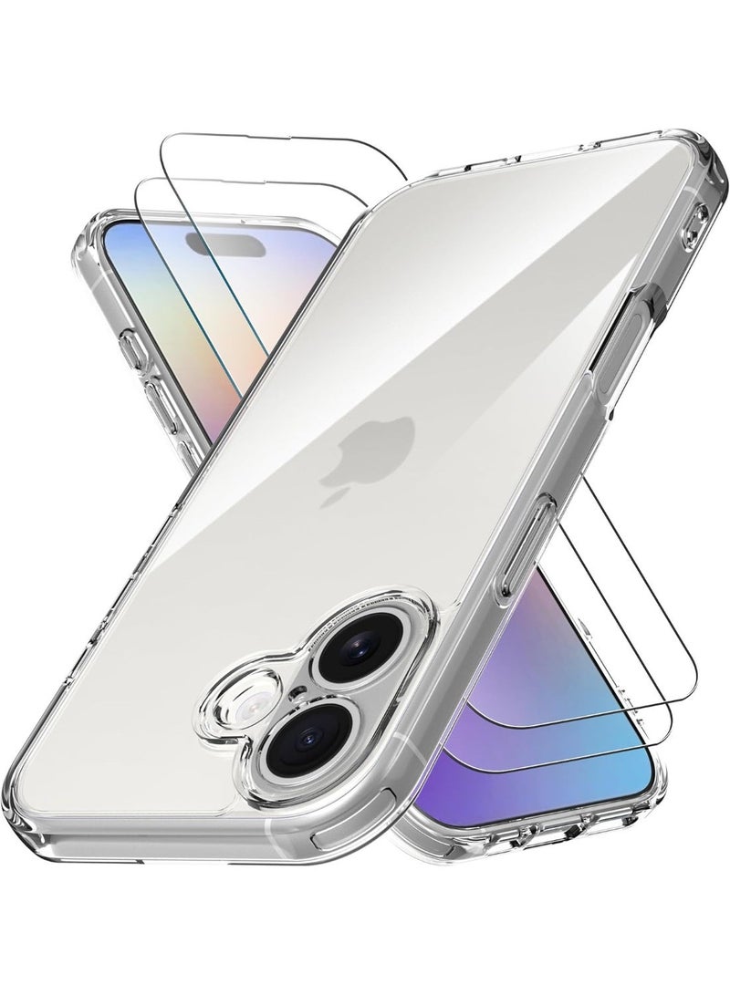 Raxoom Designed for iPhone 17 Case â€“ Anti-Yellowing Clear Shockproof Phone Cover with [2 Pack] Tempered Glass Screen Protector, 9H Hardness, Military-Grade Drop Protection, Supports Fingerprint Unlocking - Image 1