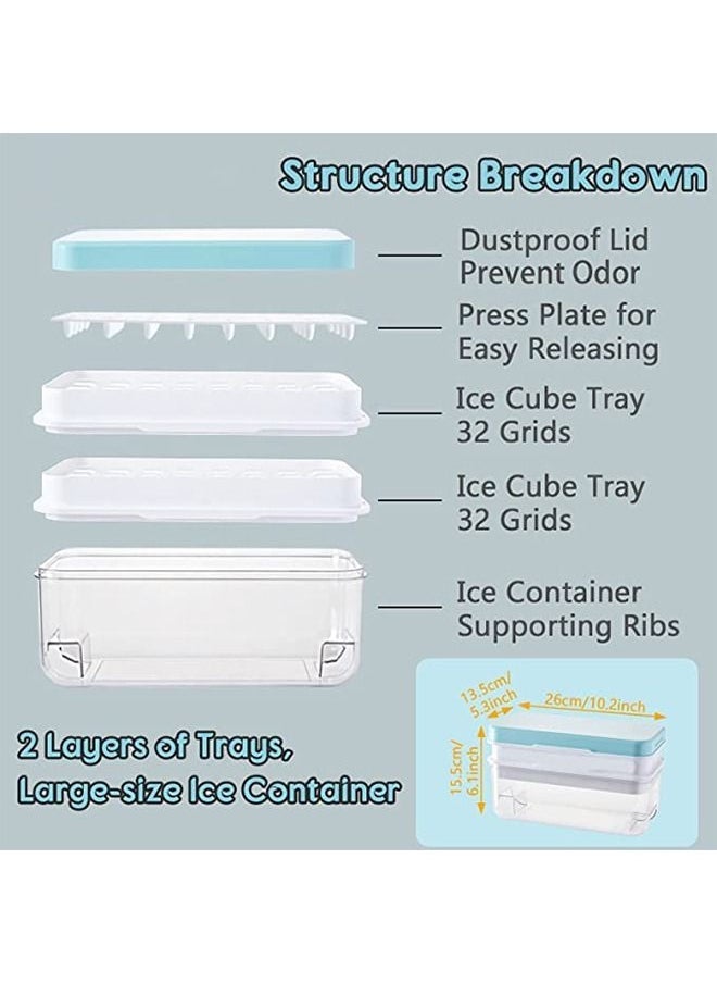 Arabest Ice Cube Tray with Lid 64 Grids Easy-release Silicone Ice Cube Molds for Freezer BPA Free Ice Cubes Maker Ice Tray with Bin for Beverage Coffee Fruit Yogurt (Blue) - Image 3