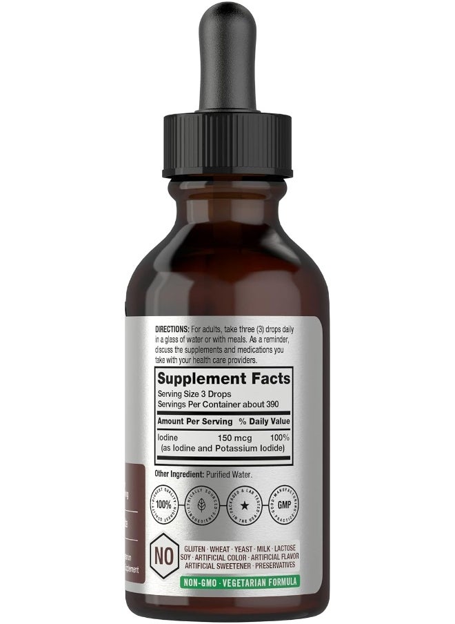 Horbaach - Liquid Iodine Solution Drops | 2 Fl Oz | 150 Mcg | Iodine & Potassium Iodine Supplement | Vegetarian, Non-Gmo, Gluten Free Liquid Tincture | By Horbaach - Image 1