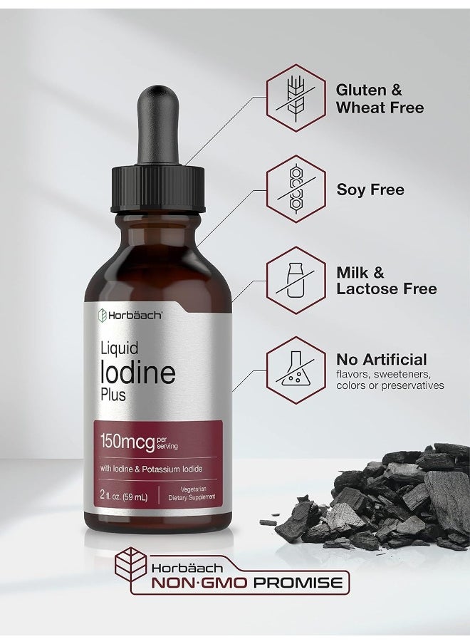 Horbaach - Liquid Iodine Solution Drops | 2 Fl Oz | 150 Mcg | Iodine & Potassium Iodine Supplement | Vegetarian, Non-Gmo, Gluten Free Liquid Tincture | By Horbaach - Image 1