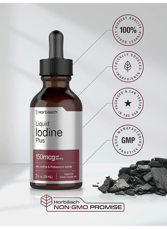 Horbaach - Liquid Iodine Solution Drops | 2 Fl Oz | 150 Mcg | Iodine & Potassium Iodine Supplement | Vegetarian, Non-Gmo, Gluten Free Liquid Tincture | By Horbaach - Image 1