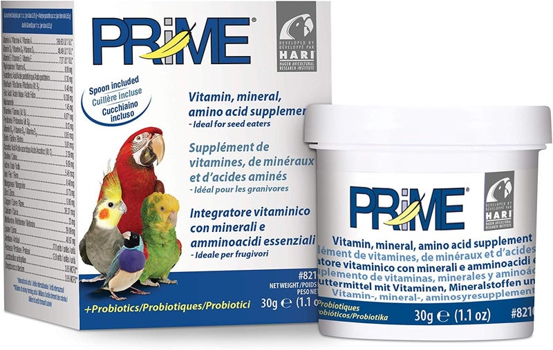 Hari Hagen Prime Parrot Vitamin, Mineral and Amino Acid Supplement for Seed Eating Birds, 1.1 oz - Image 1