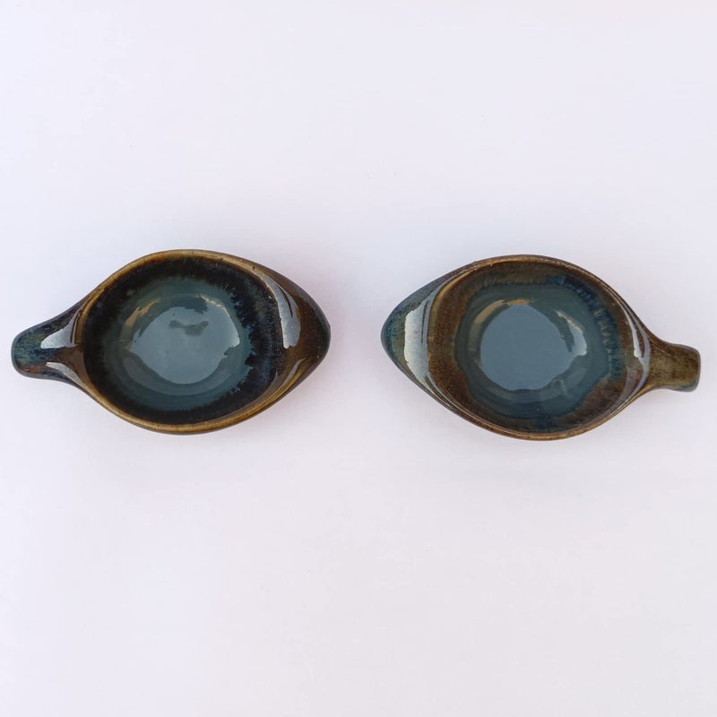 ARDVAN INDIA ARDVAN INDIA Chutney Sauce Pickle Aachar Ketchup Dip Serving Bowl Ceramic Hand Painted DualGlazed Studio Pottery Ceramic Set 40 ML Small Set of 2 Brown Dip Bowl Ketchup Bowls  - Image 2