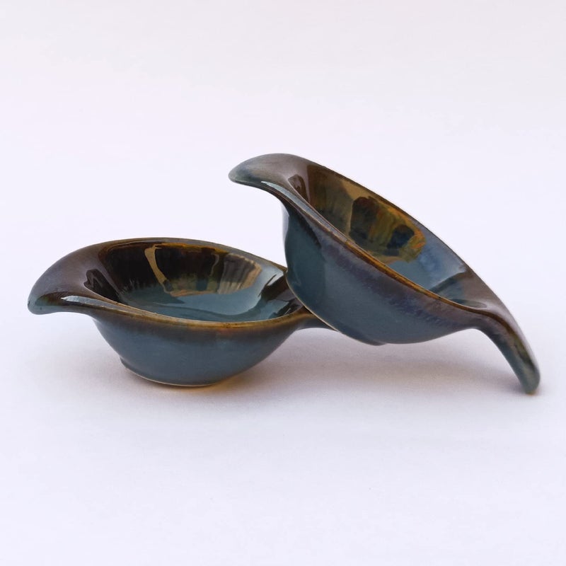 ARDVAN INDIA ARDVAN INDIA Chutney Sauce Pickle Aachar Ketchup Dip Serving Bowl Ceramic Hand Painted DualGlazed Studio Pottery Ceramic Set 40 ML Small Set of 2 Brown Dip Bowl Ketchup Bowls  - Image 3