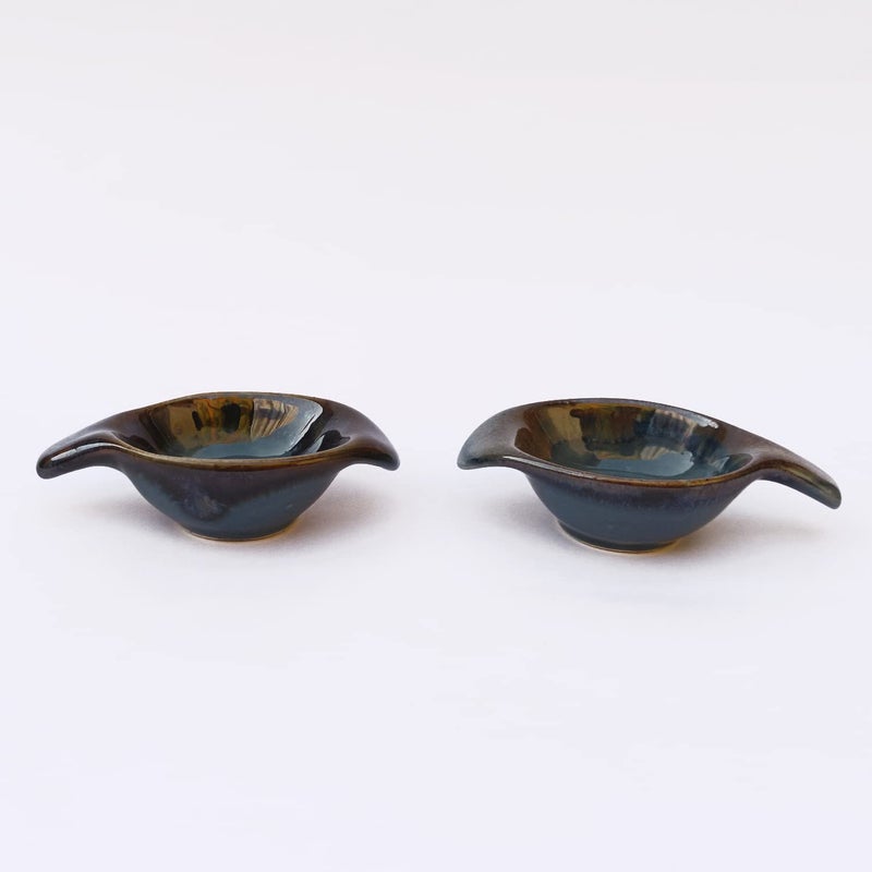 ARDVAN INDIA ARDVAN INDIA Chutney Sauce Pickle Aachar Ketchup Dip Serving Bowl Ceramic Hand Painted DualGlazed Studio Pottery Ceramic Set 40 ML Small Set of 2 Brown Dip Bowl Ketchup Bowls  - Image 1