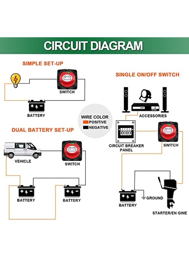 Battery Isolator Switch 12 V 24 V 48 V Battery Switch 1-2-Both-Off 275 A Main Switch Power Switch Battery Disconnect Master For Car Truck Boat Yacht Caravan Motorcycle Car - Image 5