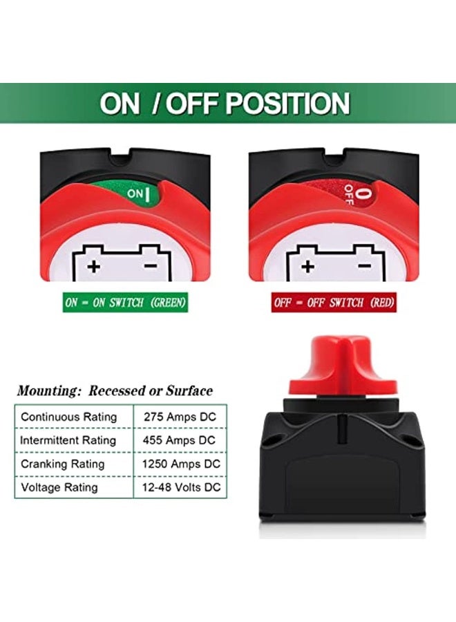 Battery Isolator Switch 12 V 24 V 48 V Battery Switch 1-2-Both-Off 275 A Main Switch Power Switch Battery Disconnect Master For Car Truck Boat Yacht Caravan Motorcycle Car - Image 3