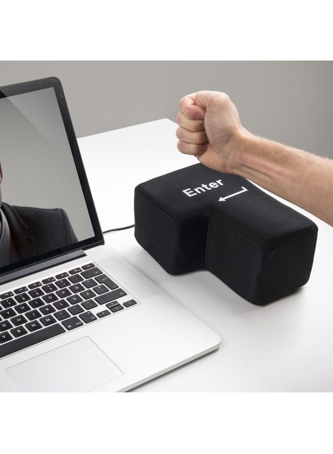BURAQ Big Enter Button USB Computer Desktop Pillow Creative Vent Enter Key Hand Pillow(Black)  - Image 1