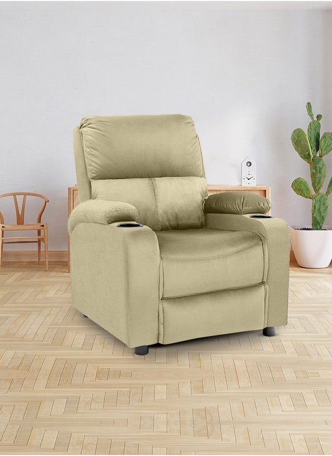 REGAL IN HOUSE Cinematic Velvet Upholstered Classic Recliner Chair With Bed Mode - Dark Ivory - 90x95x80cm  - Image 1