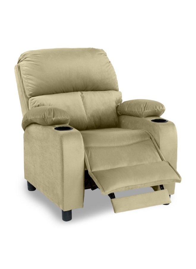 REGAL IN HOUSE Cinematic Velvet Upholstered Classic Recliner Chair With Bed Mode - Dark Ivory - 90x95x80cm  - Image 2