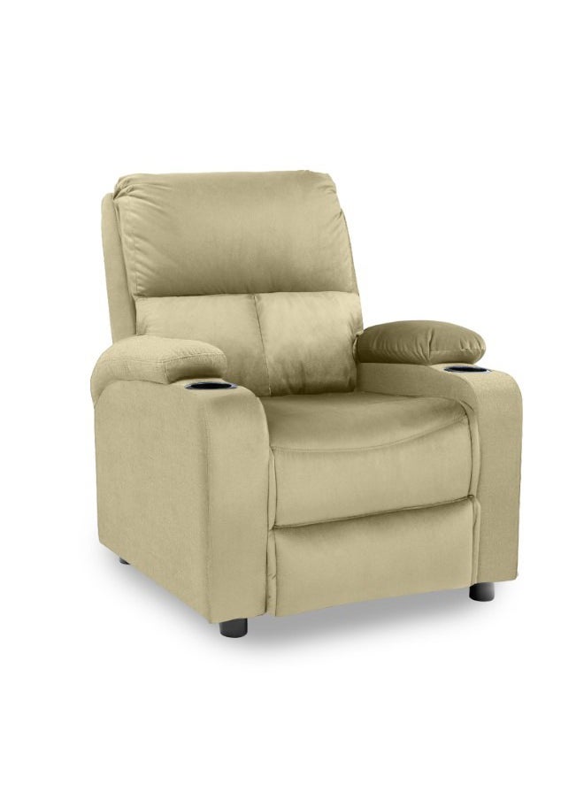 REGAL IN HOUSE Cinematic Velvet Upholstered Classic Recliner Chair With Bed Mode - Dark Ivory - 90x95x80cm  - Image 3