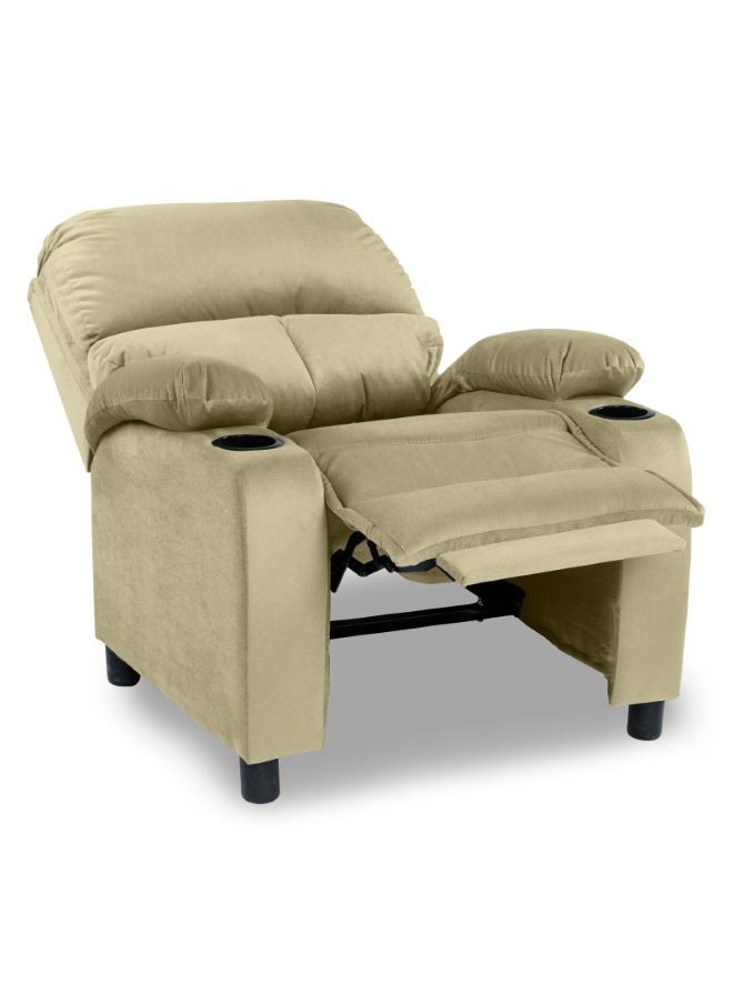 REGAL IN HOUSE Cinematic Velvet Upholstered Classic Recliner Chair With Bed Mode - Dark Ivory - 90x95x80cm  - Image 5